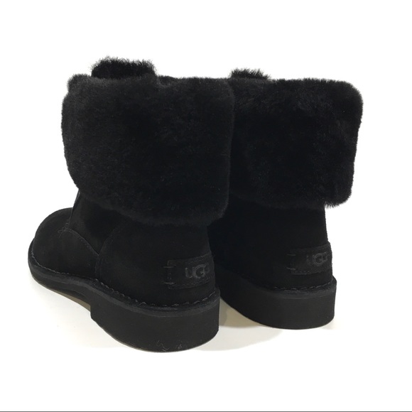 UGG Weylyn Shearling Cuff Ankle Boots -Black Suede -US 9.5 -NEW - Picture 3 of 8